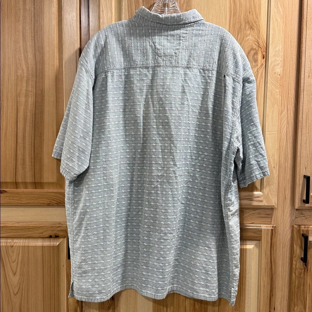 Lt Blue White Vintage Harley Davidson Short Sleeve Button Barbed Wire Shirt SzXL